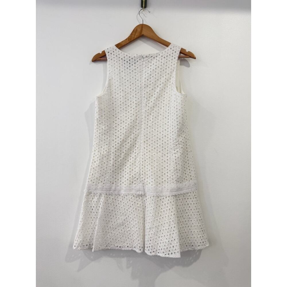 Banana Republic White Cotton Eyelet Drop Waist Dress 6 - Picture 6 of 12